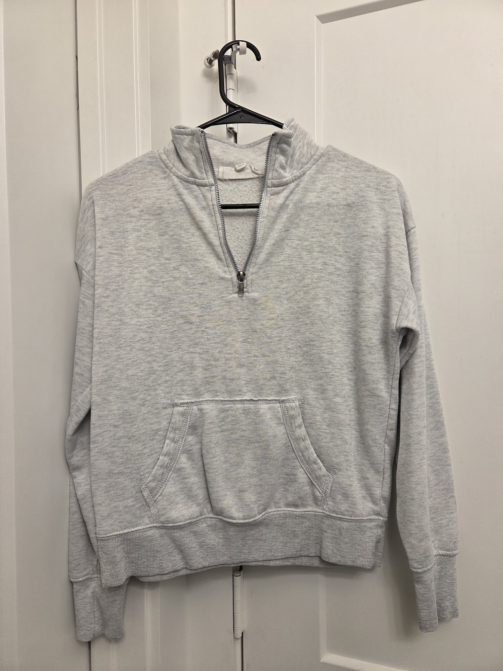Light Gray Half-Zip Pullover Sweatshirt - Women